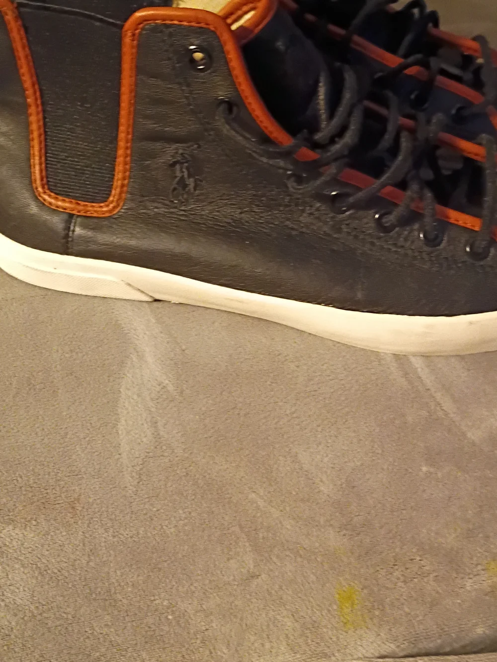 Men's  Polo Chealsea Black High-Top Sneakers with Brown Trim